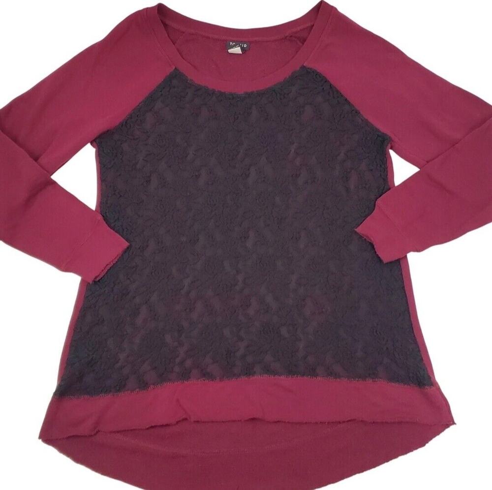 Torrid Top 00 Black Sheer Lace Purple Whimsigoth Sweatshirt Womens Plus Size 10